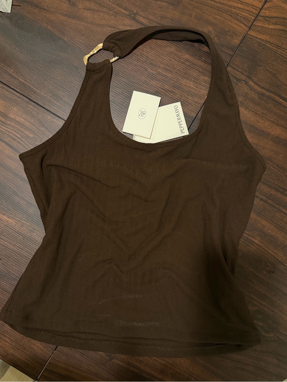 Peppermayo Brown Ribbed Racerback Tank Top - Picture 3 of 3